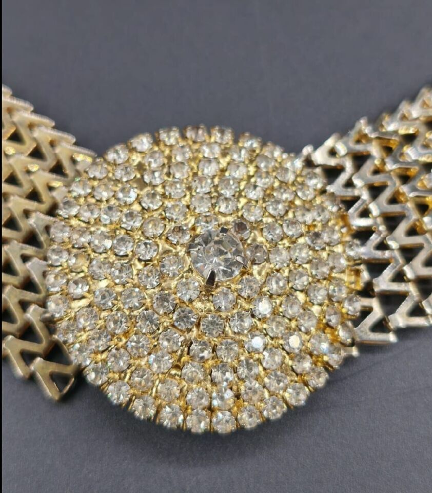 88x3.5 cm. Taşlı Tokalı  Vintage Metal Kemer