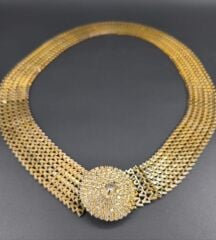 88x3.5 cm. Taşlı Tokalı  Vintage Metal Kemer