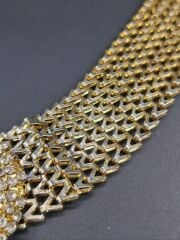 88x3.5 cm. Taşlı Tokalı  Vintage Metal Kemer