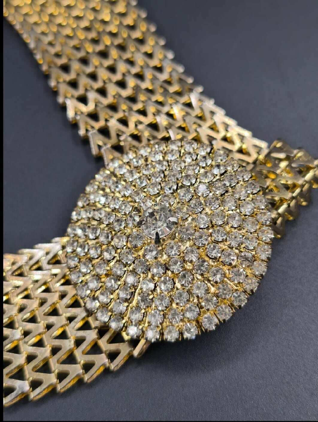 76x3.5 cm. Taşlı Tokalı Vintage Metal Kemer