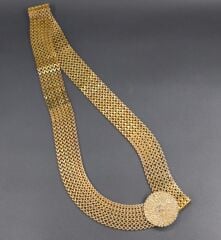 76x3.5 cm. Taşlı Tokalı Vintage Metal Kemer