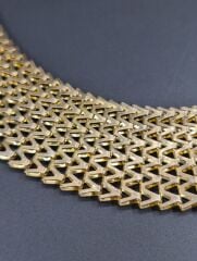 76x3.5 cm. Taşlı Tokalı Vintage Metal Kemer