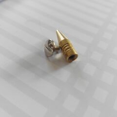 5 Adet 2,4 cm. Vidalı Ham Pirinç  Kanallı Sivri Spike