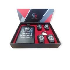 Mat Siyah Paslanmaz Çelik Matara Seti (9 oz-266ml. ve 4 Shot Bardaklı)