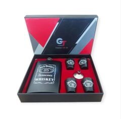 Mat Siyah Paslanmaz Çelik Matara Seti (9 oz-266ml. ve 4 Shot Bardaklı)