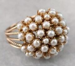 Donna Altın Renk Taklit İnci İşlemeli Şık ve Zarif Yüzük Modeli (8 Numara)