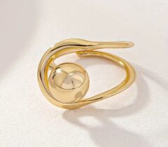 Donna Altın Renk Minimalist Top Yüzük Modeli