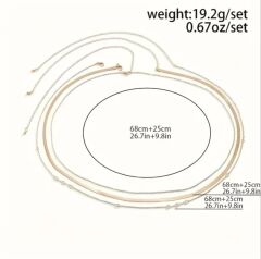 Donna Altın Renk Üç Katmanlı Minimalist Vücut Zinciri