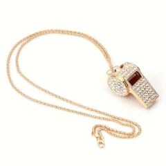 Donna Kristal Süsleme,Altın Kaplama Zincir Düdük Kolye Modeli