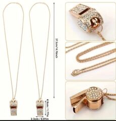 Donna Kristal Süsleme,Altın Kaplama Zincir Düdük Kolye Modeli