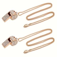 Donna Kristal Süsleme,Altın Kaplama Zincir Düdük Kolye Modeli