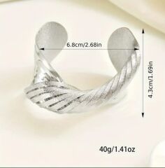 Donna Gümüş Renk Vintage Stil Bohem Geniş Manşet Metal Bileklik