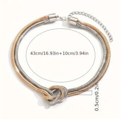 Donna Altın-Gümüş Tonlu Geometrik Düğüm Tasarım Kolye Modeli