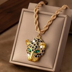 Donna Cheetah Parlak Taşlı Kolye Modeli