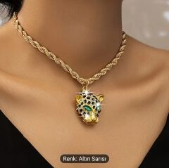 Donna Cheetah Parlak Taşlı Kolye Modeli