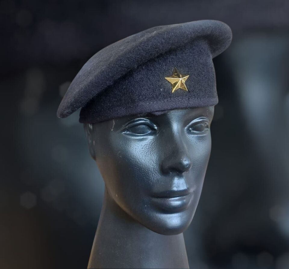 Military Fashion Siyah Bere Unisex (Gold Döküm Yıldızlı) M Beden