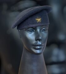 Military Fashion Siyah Bere Unisex (Gold Döküm Yıldızlı) M Beden