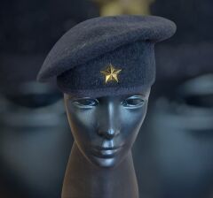 Military Fashion Siyah Bere Unisex (Gold Döküm Yıldızlı) M Beden