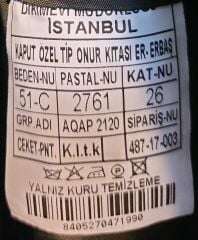 Kaput Haki Özel Onur Kıt'ası (51-C/M-L Beden) Sıfır Ürün