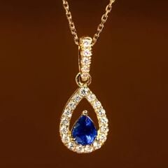 Donna Mavi Renk Zirkonya Gözyaşı Kolye
