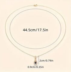 Donna Mavi Renk Zirkonya Gözyaşı Kolye