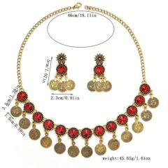 Donnya Siyah-Gold Renk Retro Tarz Kolye Küpe Seti