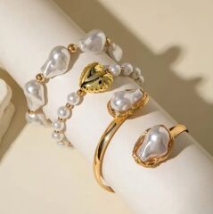 Donna 3 Parça Fransız Vintage Barok Tarzı Bileklik Seti