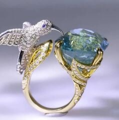 Donna Gold Turkuaz Renk Uçan Kuş Tasarım Yüzük Modeli (Ayarlanabilir)