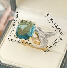 Donna Gold Turkuaz Renk Uçan Kuş Tasarım Yüzük Modeli (Ayarlanabilir)