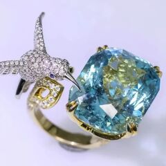 Donna Gold Turkuaz Renk Uçan Kuş Tasarım Yüzük Modeli (Ayarlanabilir)