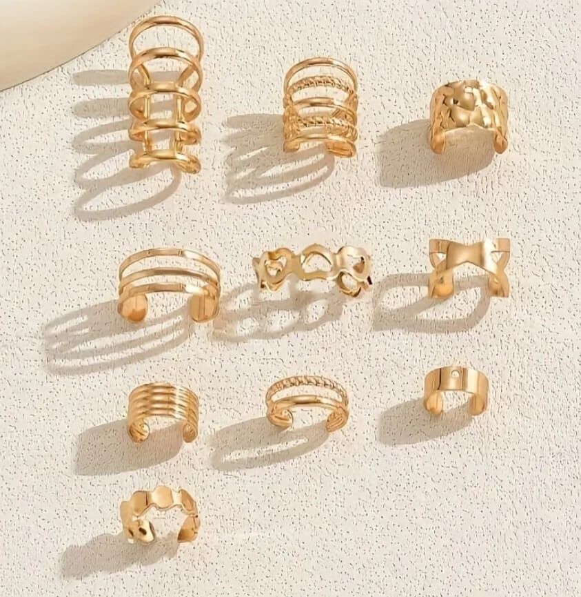 Donna 10 Adet Boho Chic  Geometrik ve Minimalist Çizgiler Küpe Seti