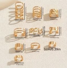 Donna 10 Adet Boho Chic  Geometrik ve Minimalist Çizgiler Küpe Seti