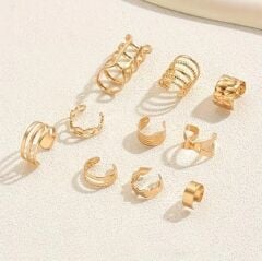 Donna 10 Adet Boho Chic  Geometrik ve Minimalist Çizgiler Küpe Seti