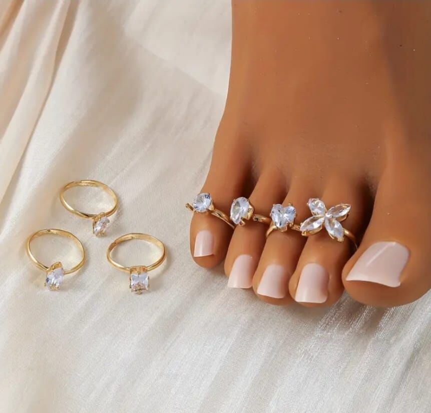 Donna 7 Adet Blingbling Rhinestone Ayak Parmağı Yüzüğü