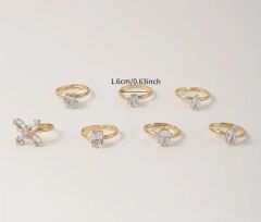 Donna 7 Adet Blingbling Rhinestone Ayak Parmağı Yüzüğü