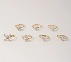 Donna 7 Adet Blingbling Rhinestone Ayak Parmağı Yüzüğü