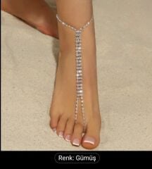 Donna Gümüş Renk Taşlı Ayak Parmak Zinciri