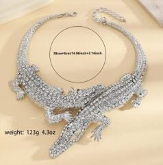 Donna Gold Gümüş Renk Timsah Tasarım Choker Kolye.