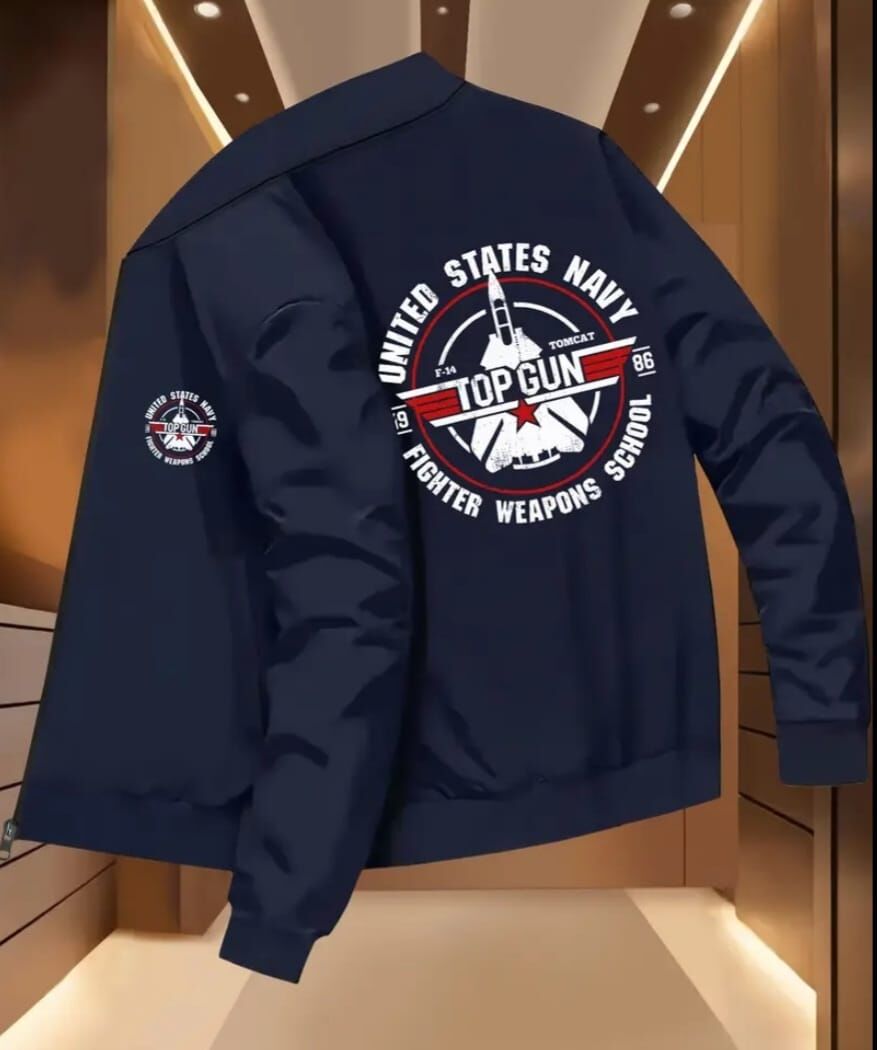 Lacivert Renk Erkek Trend Top Gun Baskılı Üst (XL Beden)