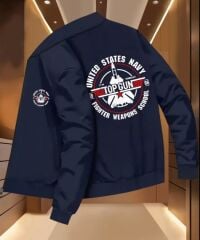 Lacivert Renk Erkek Trend Top Gun Baskılı Üst (XL Beden)