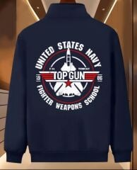 Lacivert Renk Erkek Trend Top Gun Baskılı Üst (XL Beden)