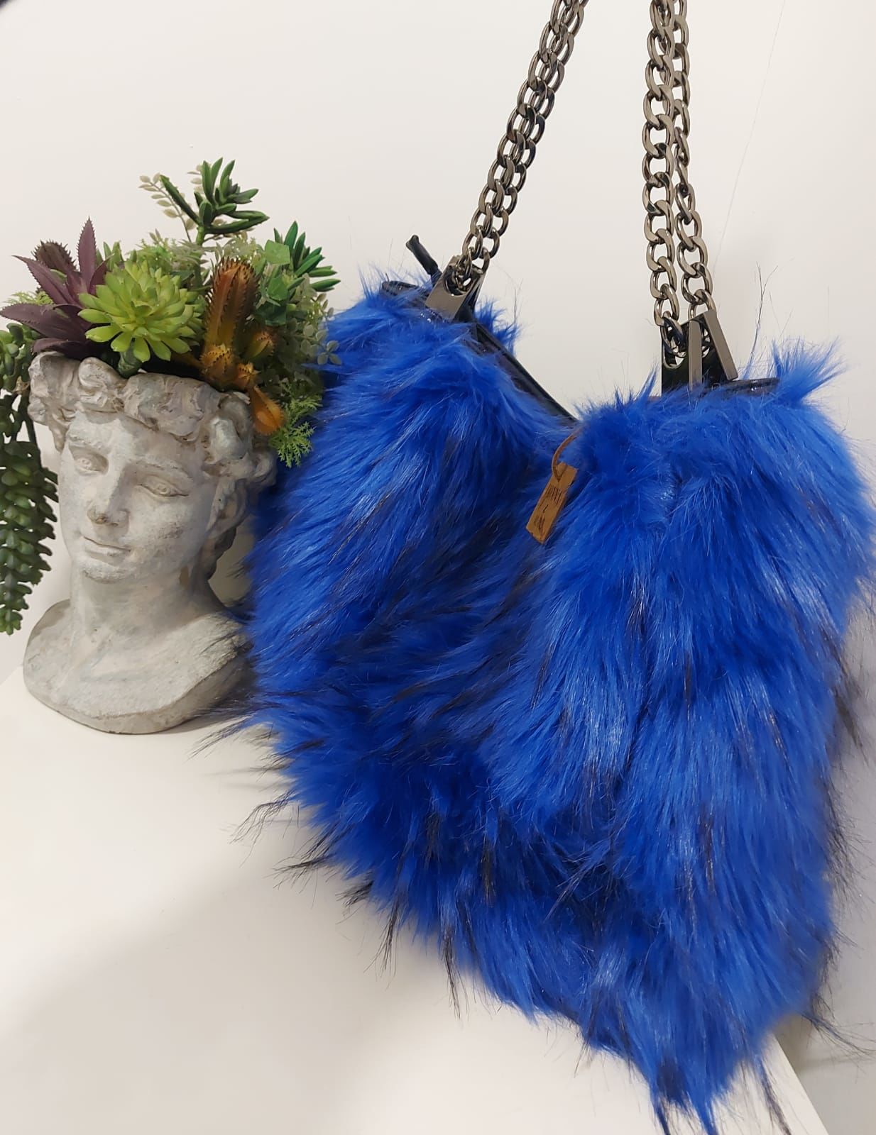 Donna e Milano Mavi Peluş Çanta Modeli