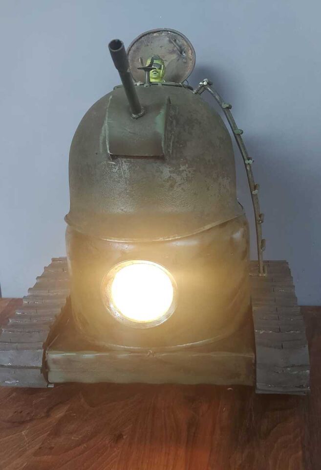 Metal Tank Formunda Abajur Modeli