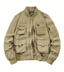 Açık Kahve Haki Tonda Bomber Mont Unisex Sıfır Ürün (XL Beden)