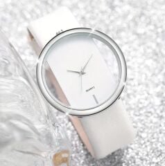 Donna Beyaz Renk Şeffaf Model Zarif Kuvars Saat