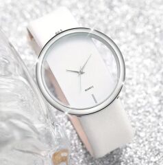 Donna Beyaz Renk Şeffaf Model Zarif Kuvars Saat