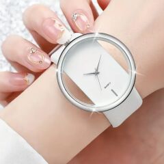 Donna Beyaz Renk Şeffaf Model Zarif Kuvars Saat