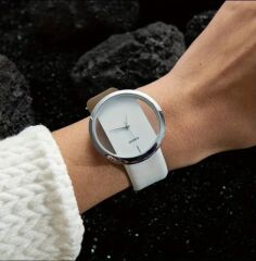 Donna Beyaz Renk Şeffaf Model Zarif Kuvars Saat