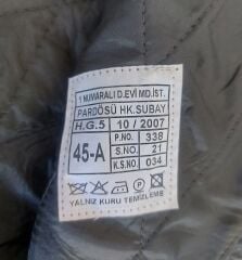 Haki Renk KKK Yzb. Pardösü (Trençkot) (45-A/ S Beden) Sıfır Ayarında