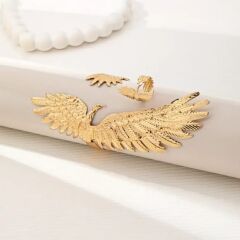 Donna Gold Renk Ayarlanabilir Bileklik Yüzük Seti